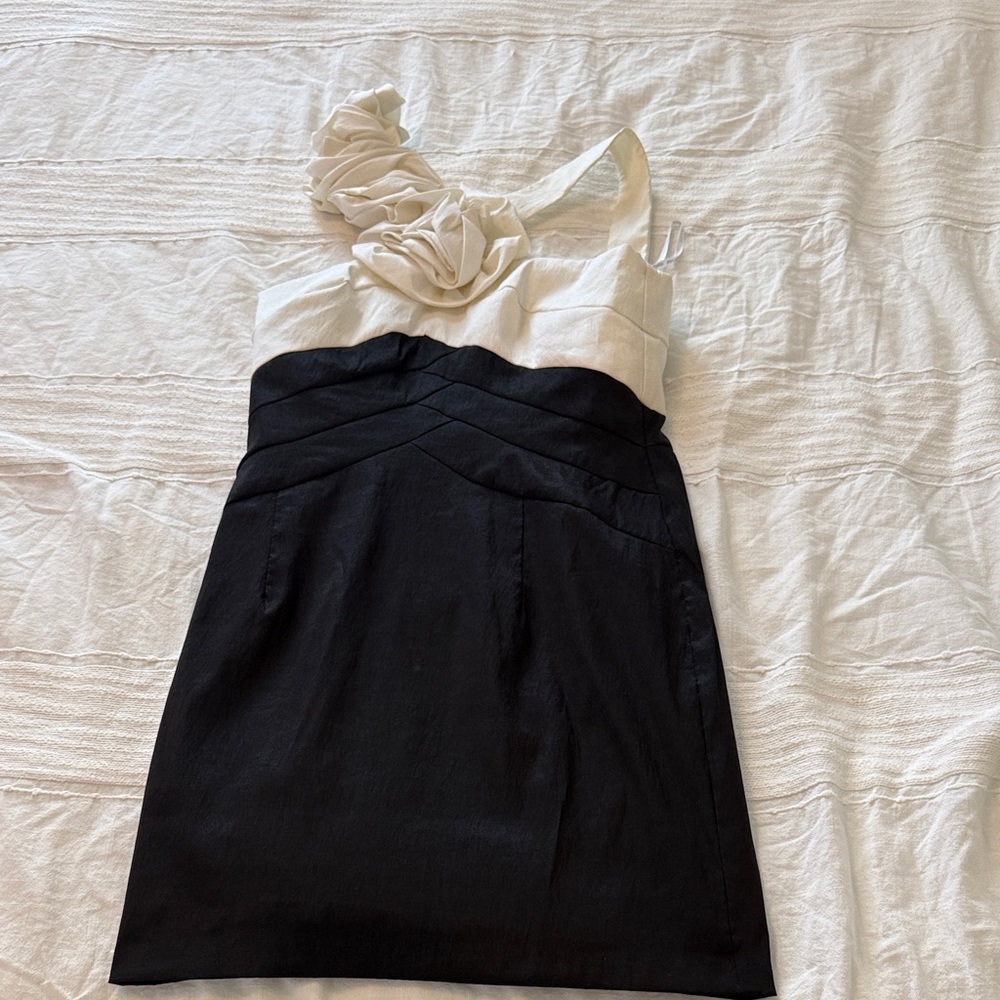 Jessica McClintock Black and Cream Midi Dress